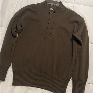 Vintage US Military Olive Drab Henley Sweater Men’s L Mitts Nitts Army Issue